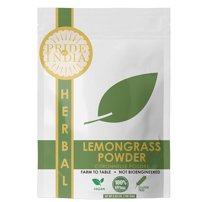 Pride of India | Lemongrass Powder 3.53 oz (100 gm) resealable pouch pack | Ideal for Cooking &