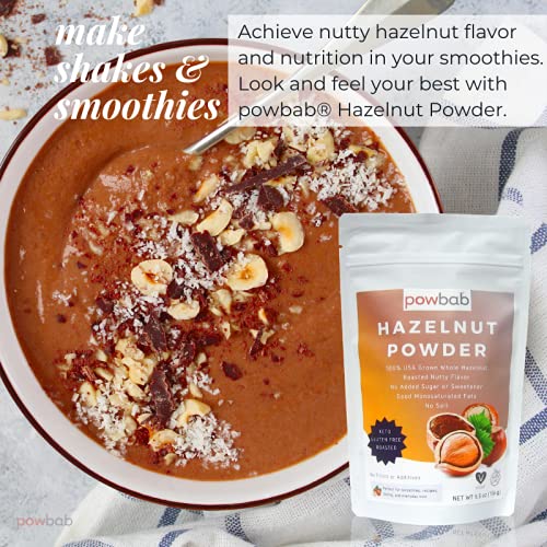 powbab Hazelnut Powder - 100% USA Grown Roasted Hazelnut Meal Flour. Roasted Nutty Flavor, Not Raw.