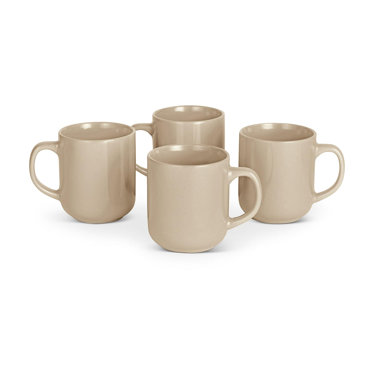 Amazon Basics Stoneware Coffee Mugs, 16 oz, 4-Piece Set, Gloss-Glazed, Stain-Resistant, Microwave
