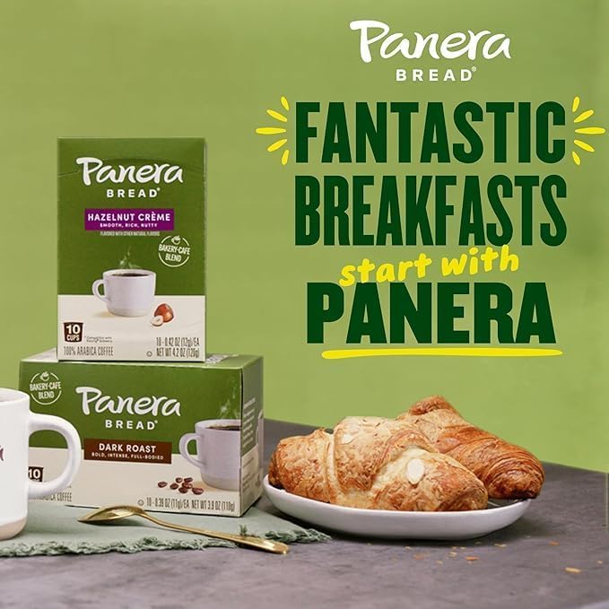 Panera Bread Hazelnut Crème Light Roast Coffee, Single Serve 60 Count Pods (6 Packs of 10)