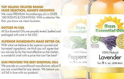 Sun Essential Oils - Lemongrass Essential Oil 4 oz with Dropper for Diffuser, Hair & Skincare