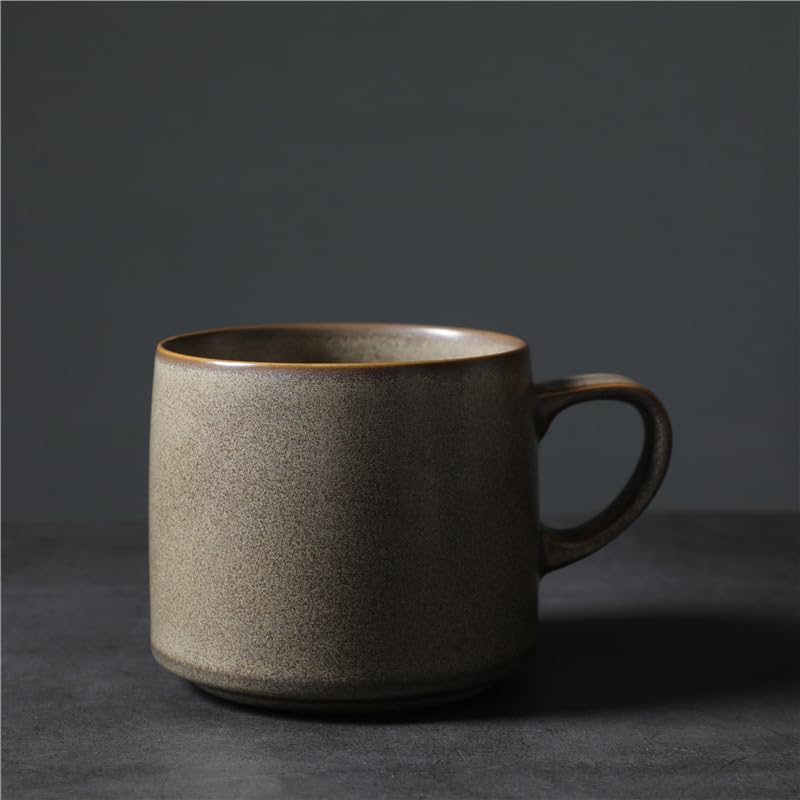 12oz Japanese Style Minimalistic Asian Rustic Reactive Glaze Ceramic Pottery Coffee Mug, Lead-Free