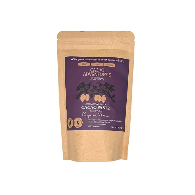 Cacao Adventures Ceremonial Cacao | Sacred Valley Peru 100% Pure Raw Cacao |Dairy Free & Vegan |