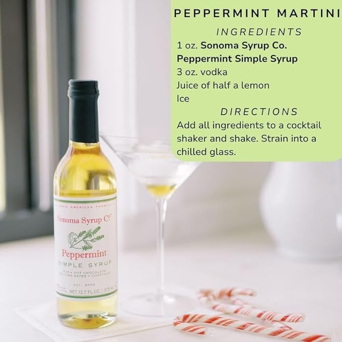 Sonoma Syrup Co. Peppermint Infused Simple Syrup 12.7 fl oz | for Coffee, Cocktails, and Cooking |