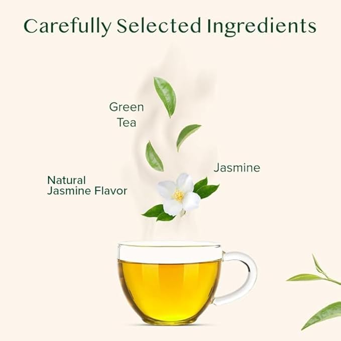 VAHDAM, Jasmine Green Tea Bags (100 Count) Med Caffeine, Non GMO | High Grown Green Tea Blended