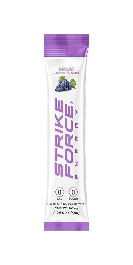 Strike Force Energy Drink Mix - Grape Flavor - Natural Tasting Caffeine Drink - Turn Any Drink into