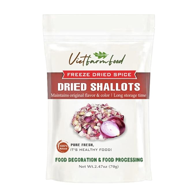 DRIED SHALLOTS (PURPLE ONION) 2.47 Oz (70g) VIETFARMFOOD: Pure, natural freeze-dried spice made