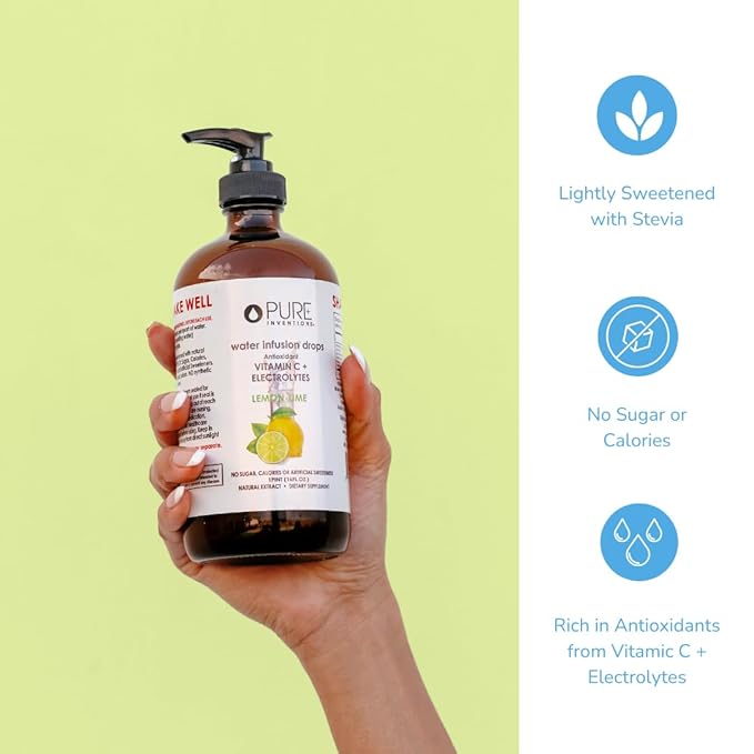 Pure Inventions - Lemon Lime Water Infusion Drops - Antioxidants, Vitamin C & Electrolytes - Health