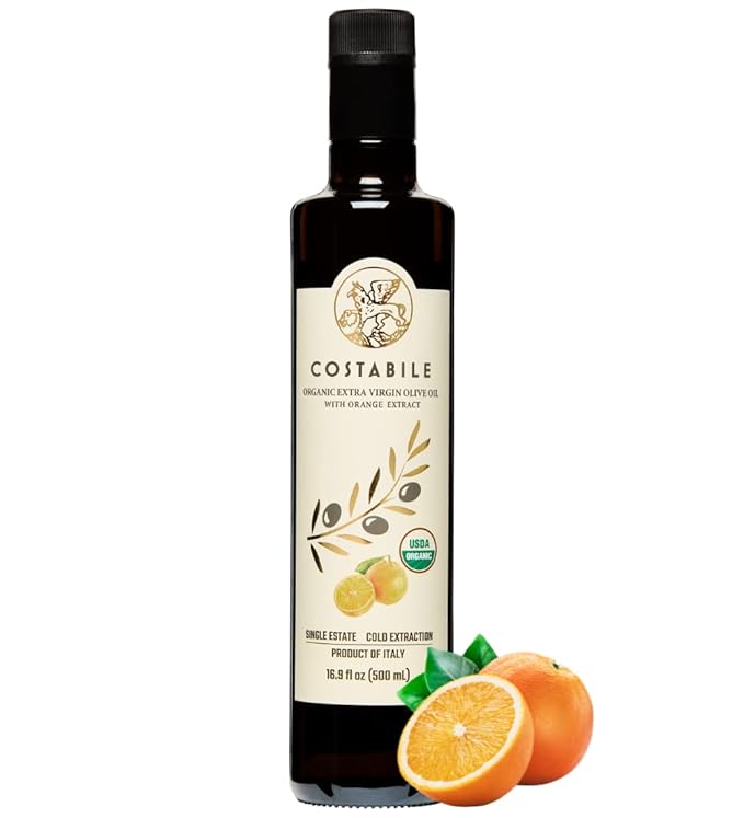 Orange Infused Olive Oil Extra Virgin from Puglia, Italy. Organic Olive Oil Infused with Natural