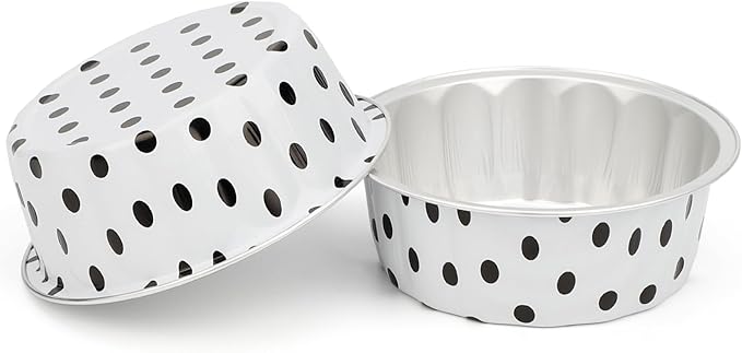 Beasea Disposable Ramekins with Lids, 8oz 100 Pack Black Dot in White Aluminum Foil Cups Disposable
