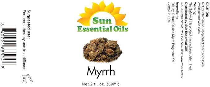 Sun Essential Oils - 2 oz Myhrr Essential Oil for Diffuser, Skin, Face, Hair & Aromatherapy