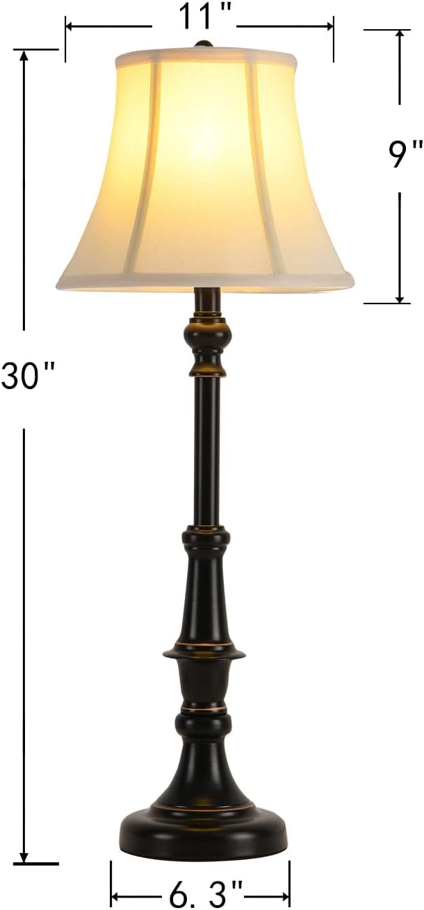 2 Pack Vintage Style Buffet Table Lamp, Traditional Bedside Lamps, Tall Table Lamp Set of Two for