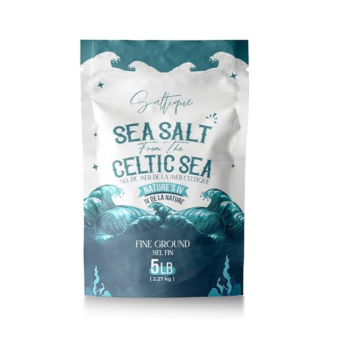 French Sea Salt Fine ground From the Celtic Sea 5lb- 100% Natural and Unrefined - Hand-Harvested
