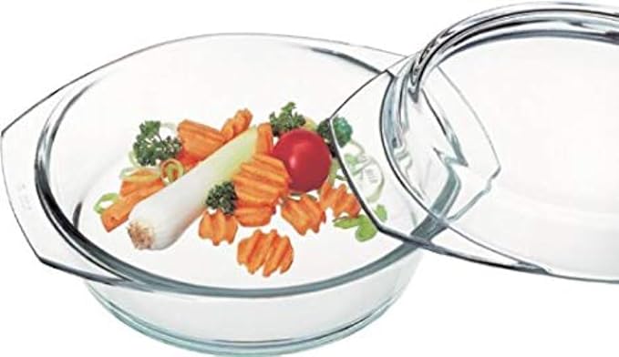 Simax Casserole Dish With Lid, 24 Ounce Round Glass Cookware, Oven and Microwave Safe Borosilicate