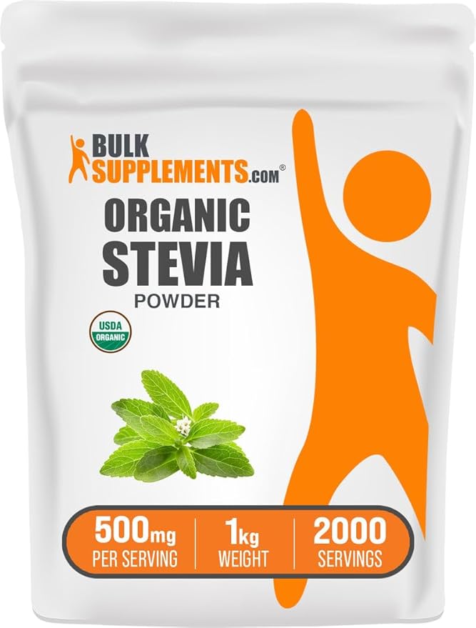 BulkSupplements.com Organic Stevia Powder - Pure Sweetener, Sourced from Stevia Leaves, Herbal
