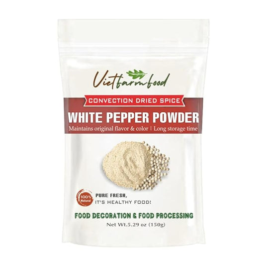 WHITE PEPPER POWDER 5.29 Oz (150g) VIETFARMFOOD: Natural pure, convection dried seasoning made from