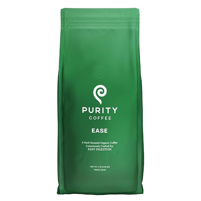 Purity Coffee EASE Dark Roast Low Acid Organic Coffee - USDA Certified Organic Specialty Grade