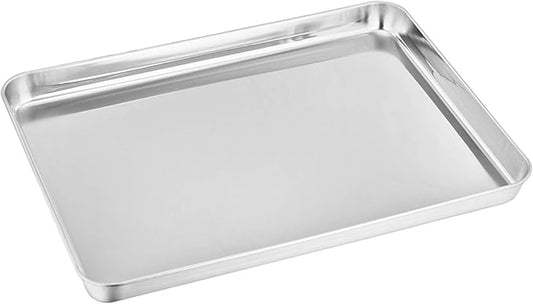 TeamFar Toaster Oven Pan, Stainless Steel Toaster Oven Tray Quarter Sheet Pan, 12.4’’x 9.7’’x1’’