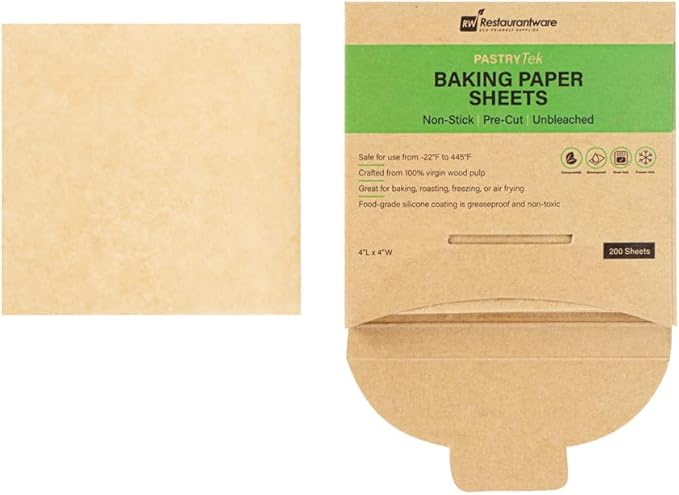 Restaurantware Pastry Tek 4 x 4 Inch Parchment Paper Sheets 200 Greaseproof Baking Sheets For Oven