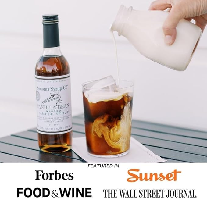 Sonoma Syrup Co. Vanilla Bean Infused Simple Syrup 12.7 fl oz | for Coffee, Tea, and Baking | Hand