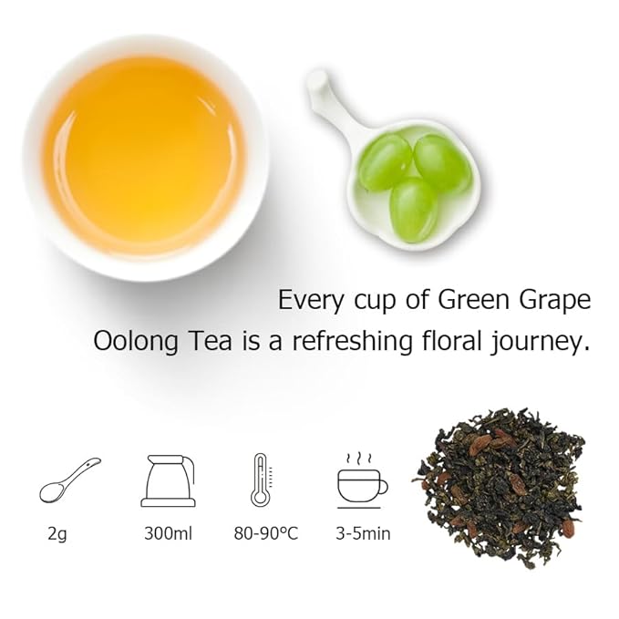 HANFANGLING Green Grape Oolong Tea - Premium Loose Leaf Tea with Natural Green Grape Flavor, 100%