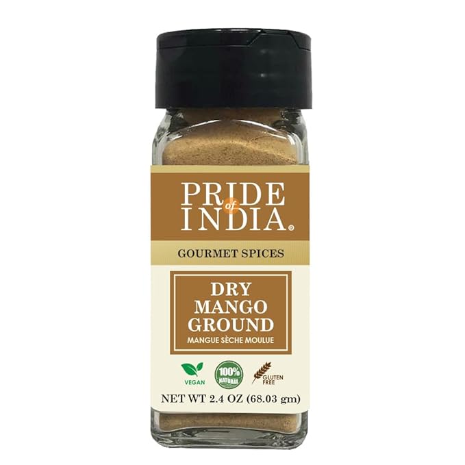 Pride of India | Dry Mango Powder 2.2 oz (62.36 gm) Small Dual Sifter Bottle | Amchur for Flavor