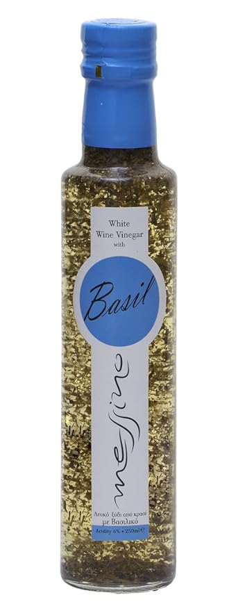 Messino White Wine Vinegar with Basil imported from Greece, 250 ml