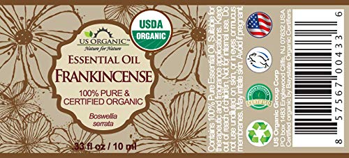 US Organic 100% Pure Frankincense Essential Oil, USDA Certified Organic, Steam Distilled, Boswellia