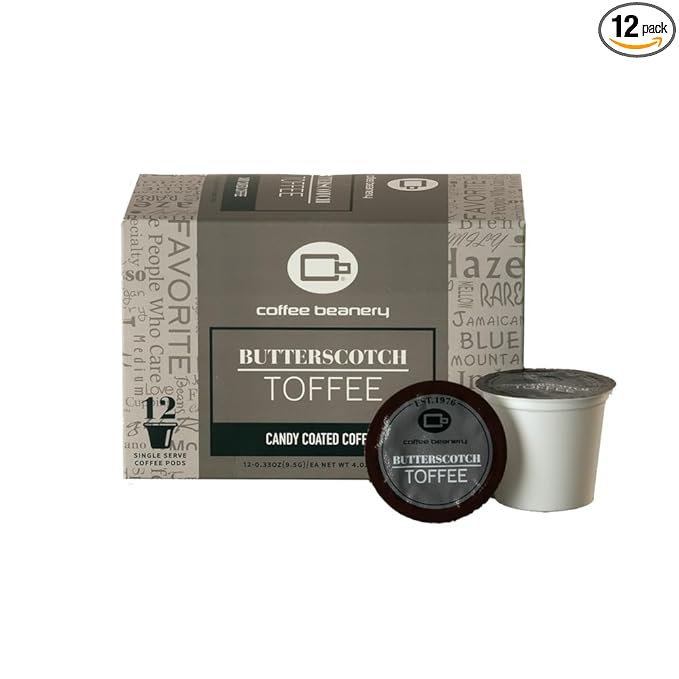 Butterscotch Toffee Flavored Coffee Pods by Coffee Beanery | Medium Roast, 12ct Specialty Arabica