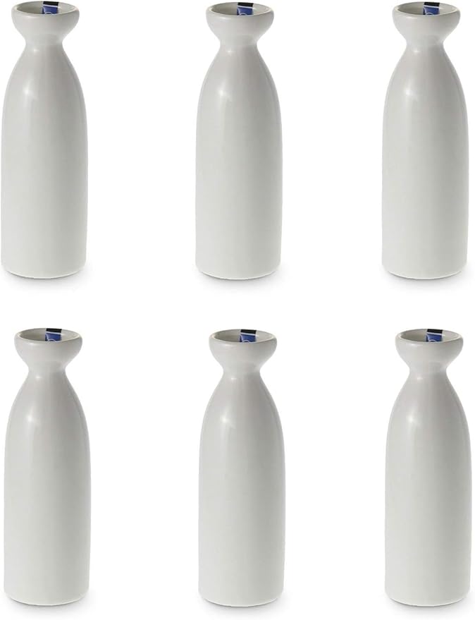 JapanBargain 2722x6, Pack of 6 Porcelain Sake Bottle Sake Carafe Japanese Wine Decanter Dishwasher
