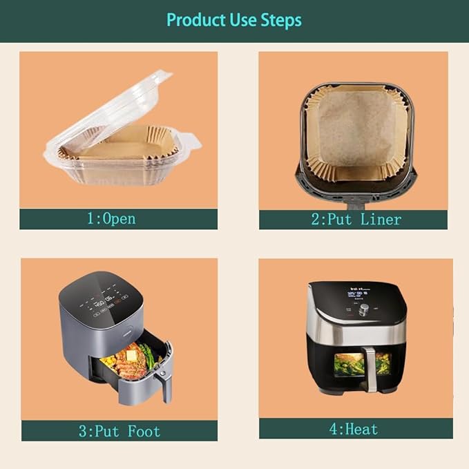parchment paper for air fryer, 7.9inch square air fryer liners disposable,125PCS Non-stick