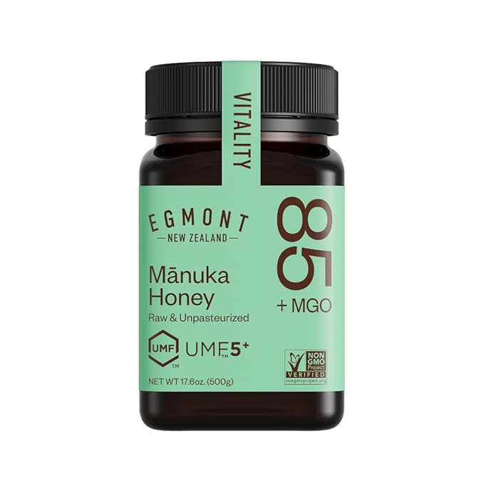 Egmont Honey Raw Manuka Honey MGO 85+ UMF 5+ 17.6oz (500g) NON-GMO, Kosher, Recycled plastic jar