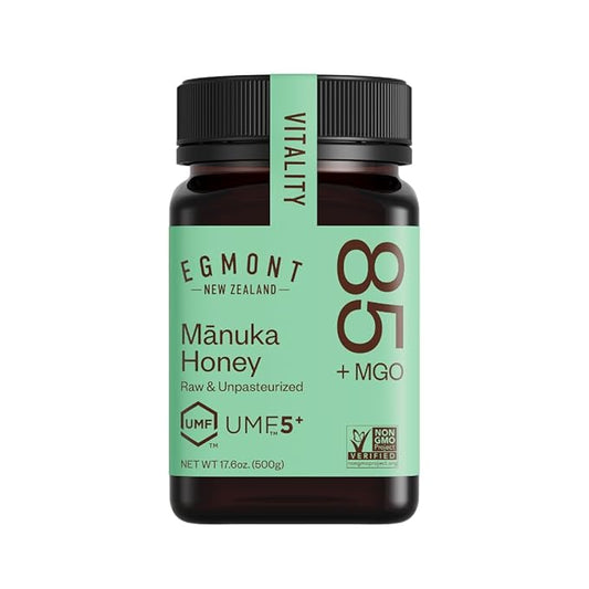 Egmont Honey Raw Manuka Honey MGO 85+ UMF 5+ 17.6oz (500g) NON-GMO, Kosher, Recycled plastic jar