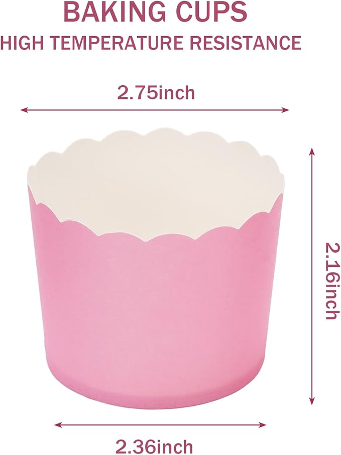 Whaline 120Pcs Pink Paper Baking Cups Scalloped Edge Cupcake Wrappers Gradient Pink Cupcake Muffin