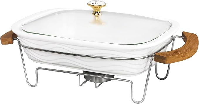 12" x 8" Ceramic Casserole Baking Dish With Glass cover and rack, Lasagna Pan Deep for Oven, 2.2