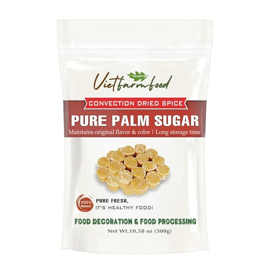PURE PALM SUGAR 10.58 Oz (300g) VIETFARMFOOD: Natural pure, convection dried seasoning made from