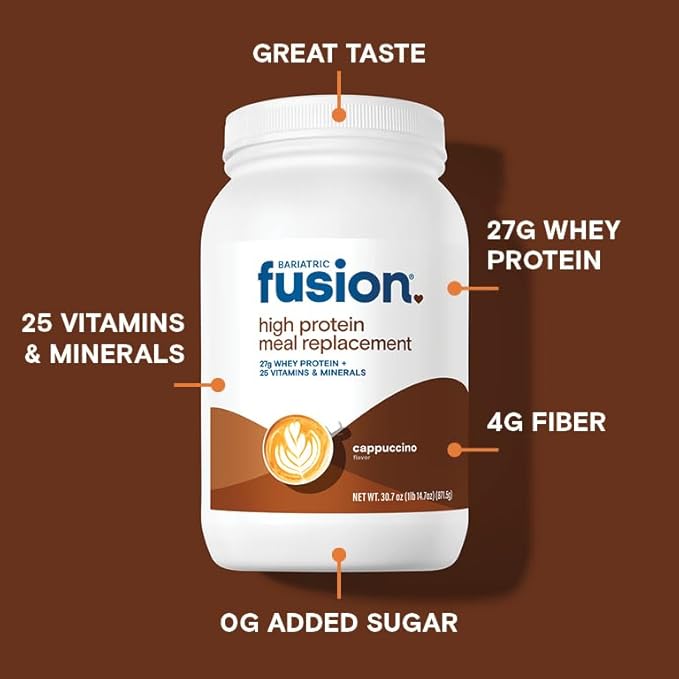 Bariatric Fusion Cappucino Meal Replacement 27g Protein Powder, 21 Serving Tub for Bariatric