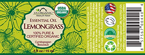 US Organic 100% Pure Lemongrass Essential Oil, USDA Certified Organic, Extracted by Steam