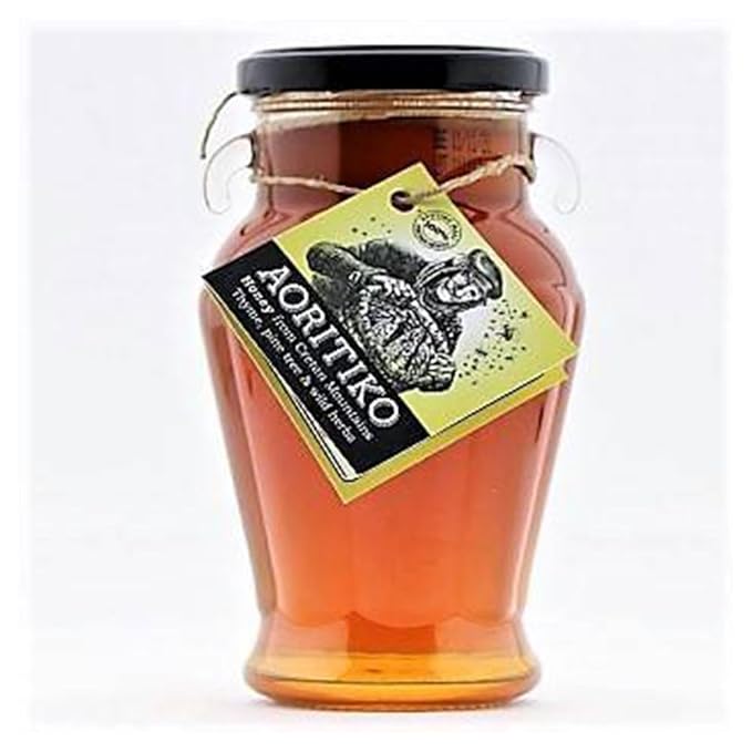 Aoritiko Pure Cretan Mountain Honey | Greek Honey | 100% Natural, Wildflower & Herb-Infused, Rich