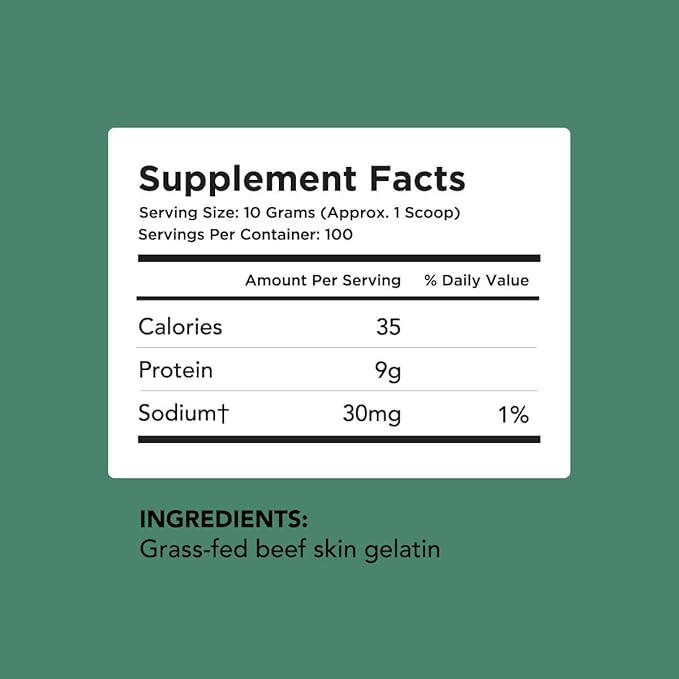 AMANDEAN Premium Gelatin Powder XL. Grass-Fed Beef Collagen Protein Supplement. Unflavored. Healthy