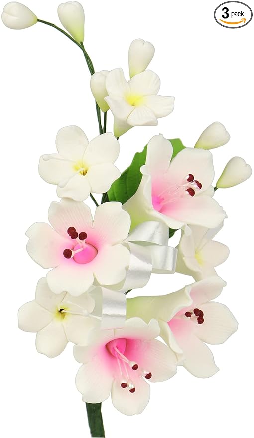 O'Creme Gumpaste Edible Flower Spray, White Bell - for Cake Decorating - Sugar Paste Flower