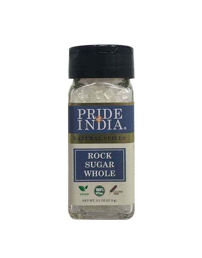 Pride Of India - Natural Crystal Rock Sugar Whole- 3.1 oz (88 gm) Dual Sifter Jar, Authentic Indian