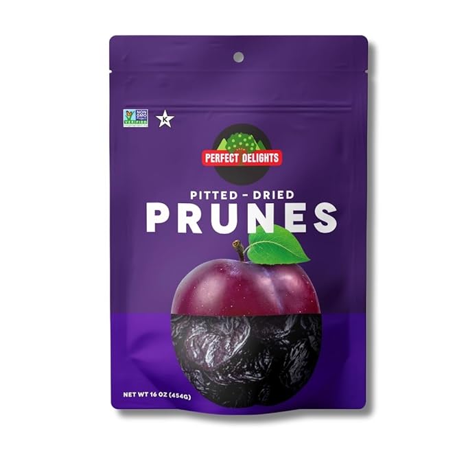 Perfect Delights Prunes, Vegan, Sun-Dried Pitted Prunes, Healthy Fruit Snack for Kids and Adults