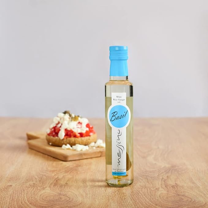 Messino White Wine Vinegar with Basil imported from Greece, 250 ml