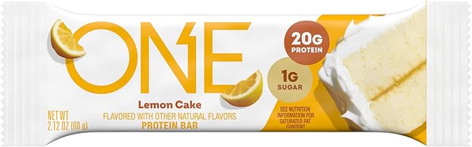 ONE Protein Bars, Lemon Cake, Gluten Free with 20g Protein and 1g Sugar, Pantry Staples, 2.12 oz