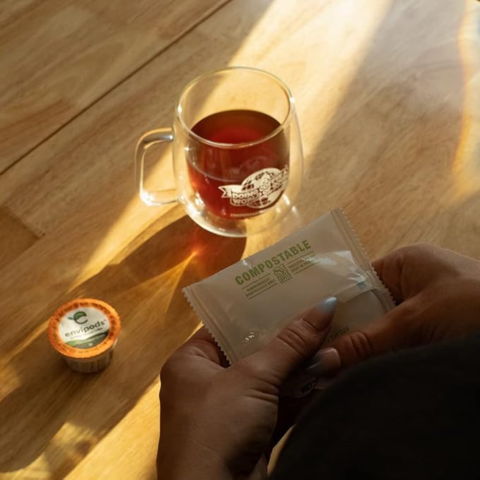 Fresh Roasted Coffee, Organic Peruvian Swiss Water Half-Caf envipods, Fair Trade Kosher, Medium