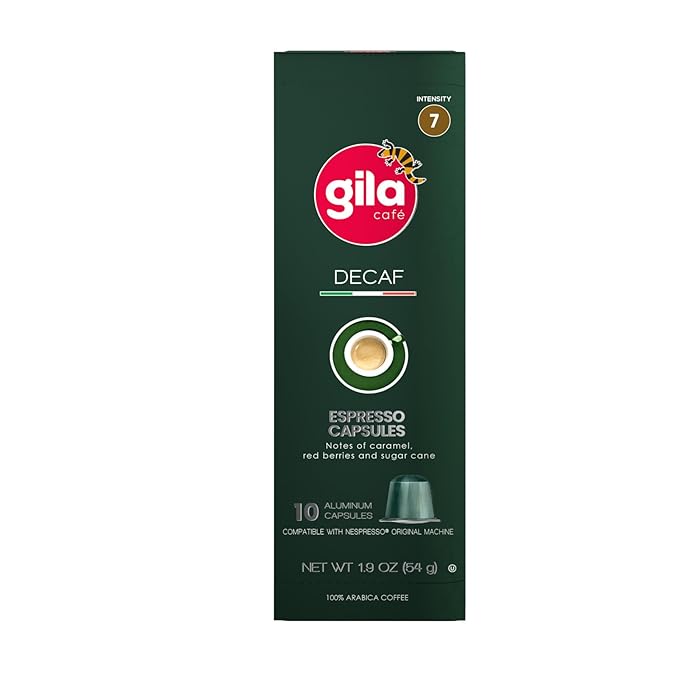 GILA Café Decaf Aluminum Coffee Capsules – Dark Roast Espresso Pods Compatible with Nespresso