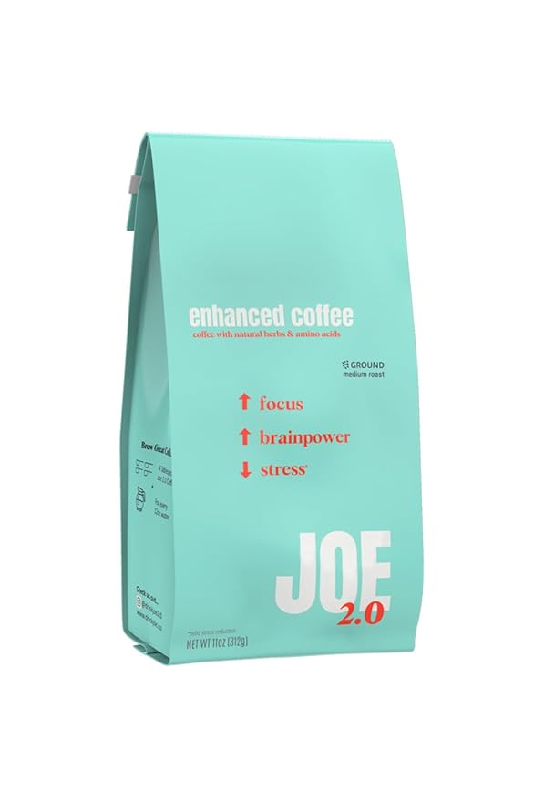 Joe 2.0 - Mushroom Coffee with Lion?™s Mane & Ashwagandha ??Nootropic Ground Coffee for Focus, Calm