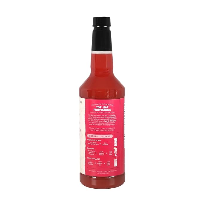 Top Hat Ruby Go Wild - Hibiscus & Grapefruit Flavor - Paloma Drink Mix - Hibiscus Syrup 5x