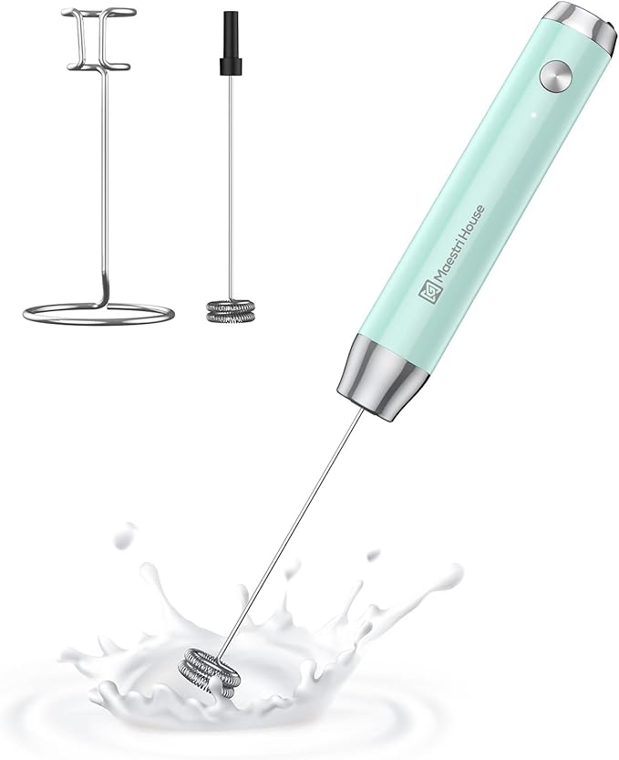 Maestri House Rechargeable Milk Frother with Stand, LunaFro Handheld Electric Foam Maker Waterproof